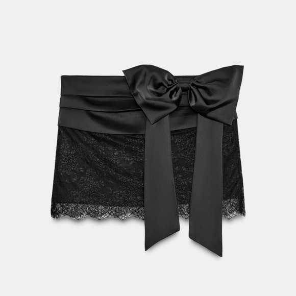 Zara Combination Lace Bow Mini Skirt - Picture 2 of 3